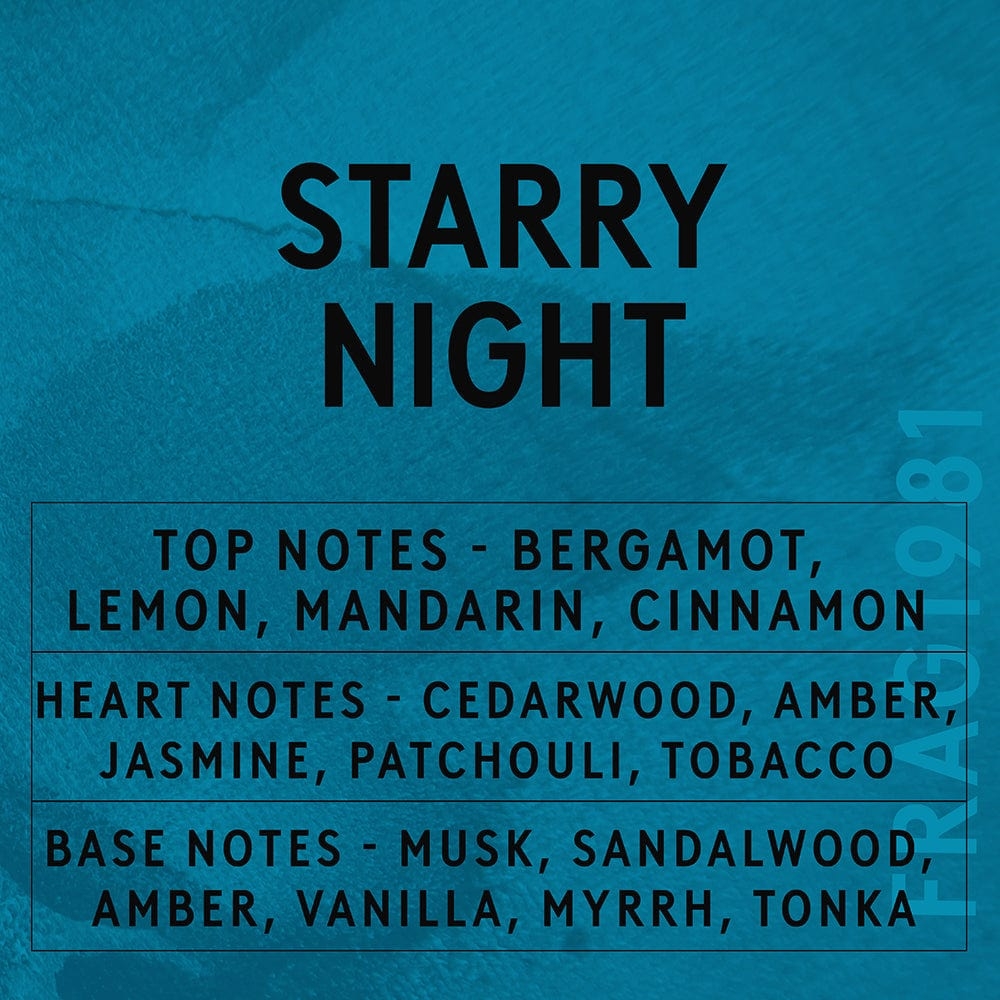 Opplev den stjerneklare magien i ditt hjem med 'Starry Night' duftolje – en blendende aroma av sitrus, krydder, og edle treslag.