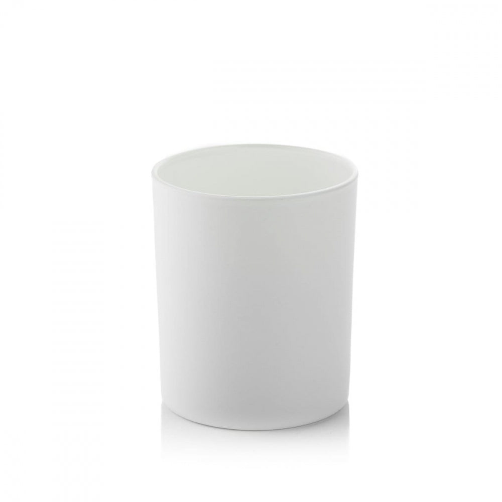 Matt hvitt glass for lysstøping, 20 cl, med glatt sylindrisk form og reflekterende bunn