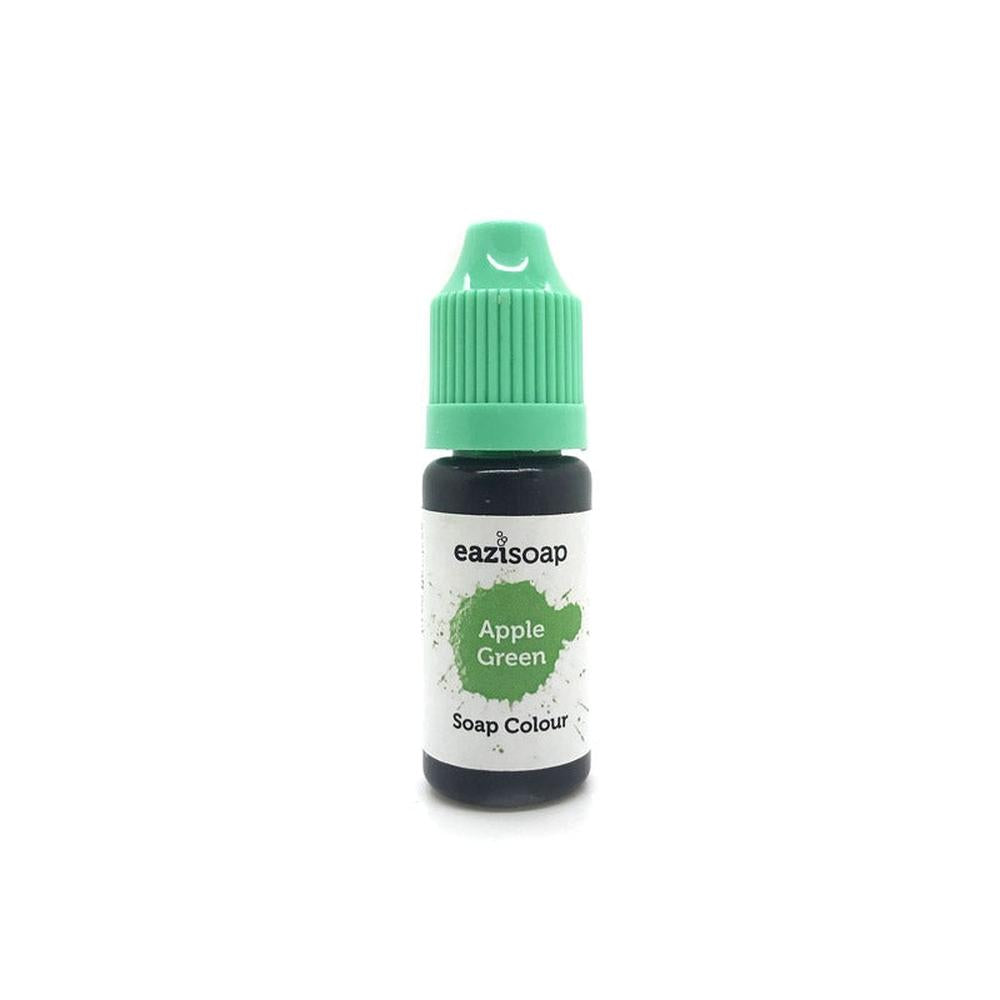 Eazisoap såpefarge i en liten flaske med grønn kork, merket "Apple Green Soap Colour