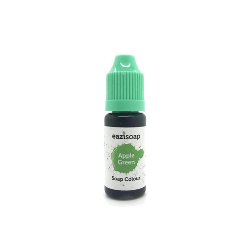 Eazisoap såpefarge i en liten flaske med grønn kork, merket "Apple Green Soap Colour