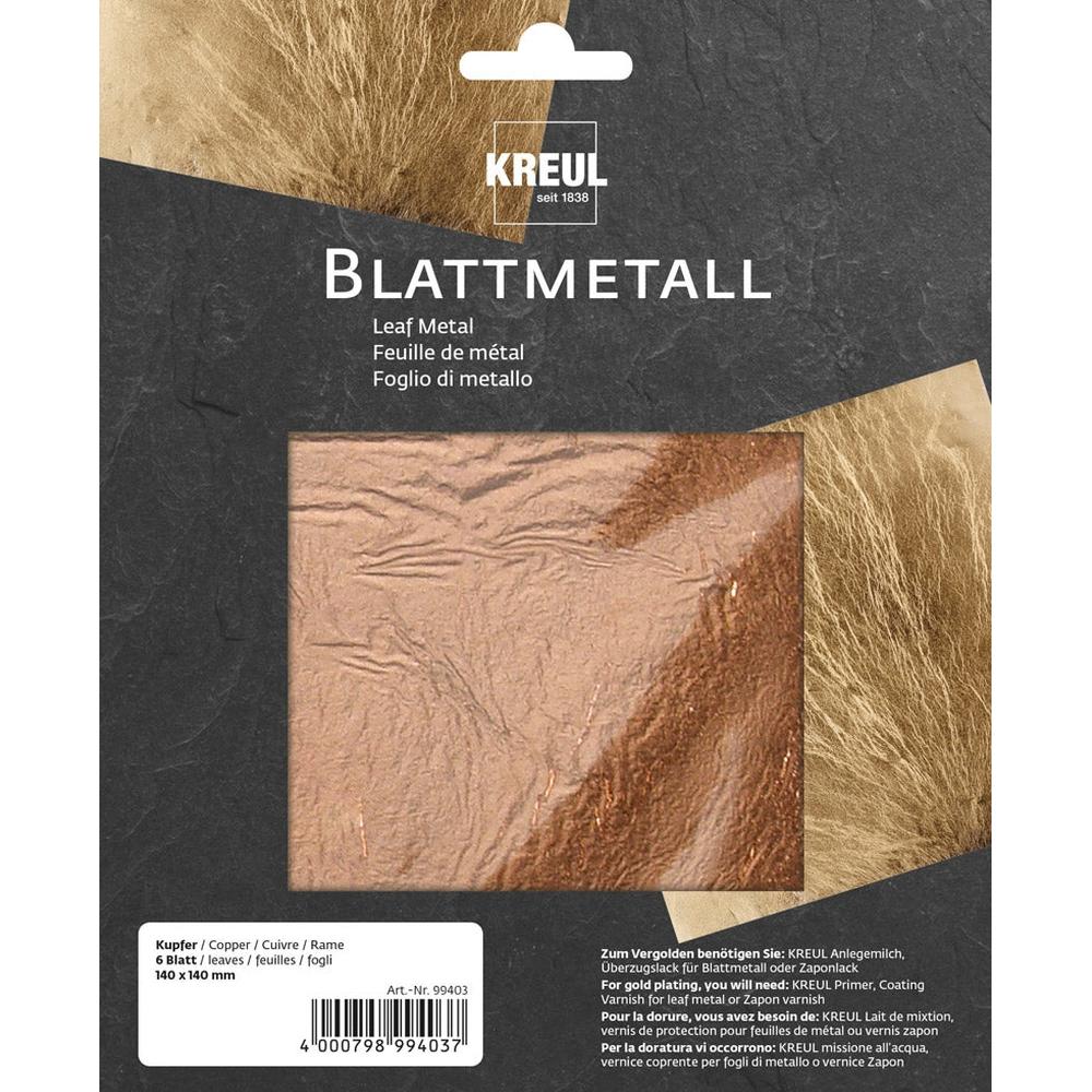 Bladmetall kobber 6 Ark på 140 x 140 mm