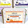 Eazicandle duftvoks startpakke Prosecco & Clementine, med voks, duftolje, farge, vaffelform og brenner.