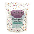 Eazisoap Classic White Soap Base 450g i hvit pose med lilla etikett og sy-mønster