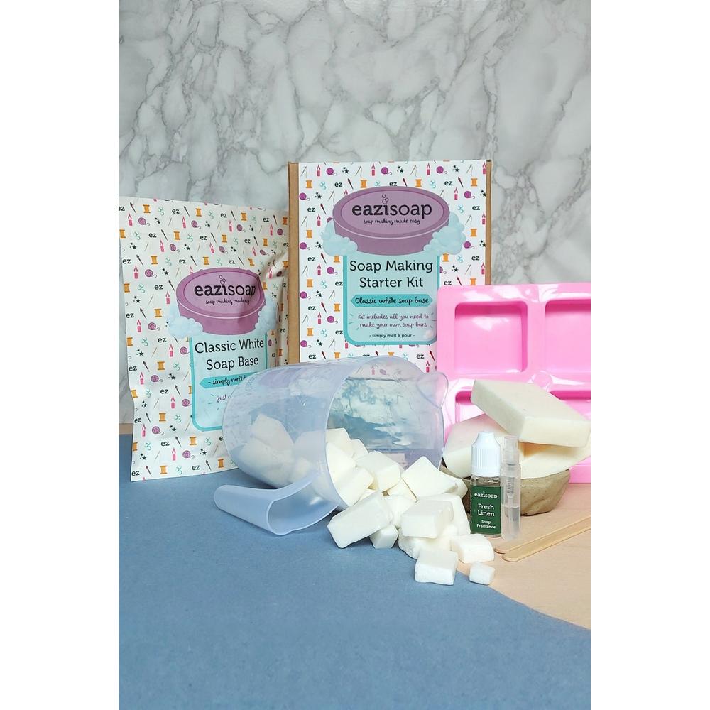 Eazisoap White Soap Making Kit - Fresh Linen Fragrance - VoksOgVeker.no