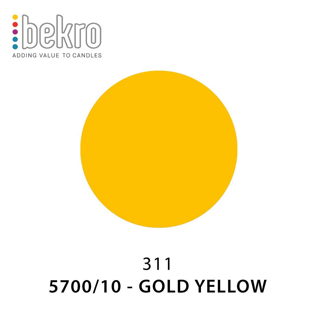 Bekro lysfarge pigment 5700/10 Gold Yellow, en gul sirkel på hvit bakgrunn med Bekro logo