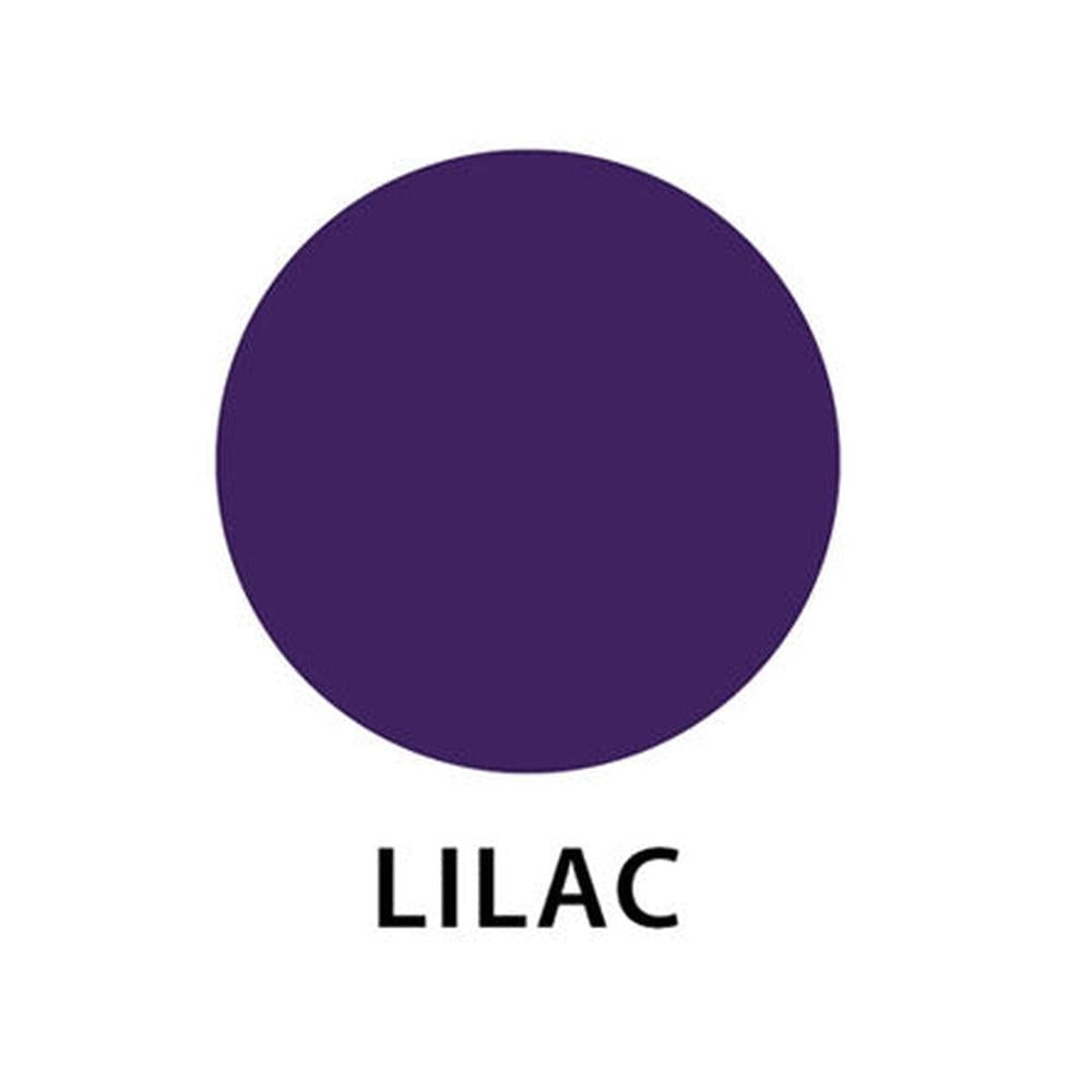 Lilla Bekro fargepigment for lysstøping, vist som en sirkel med teksten "LILAC" under