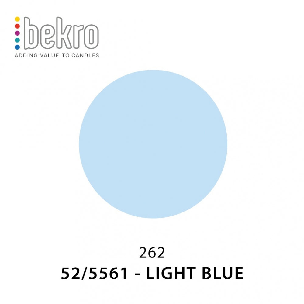 Bekro lysfargepigment i lys blå sirkel, med produktnummer 52/5561 og tekst "LIGHT BLUE".