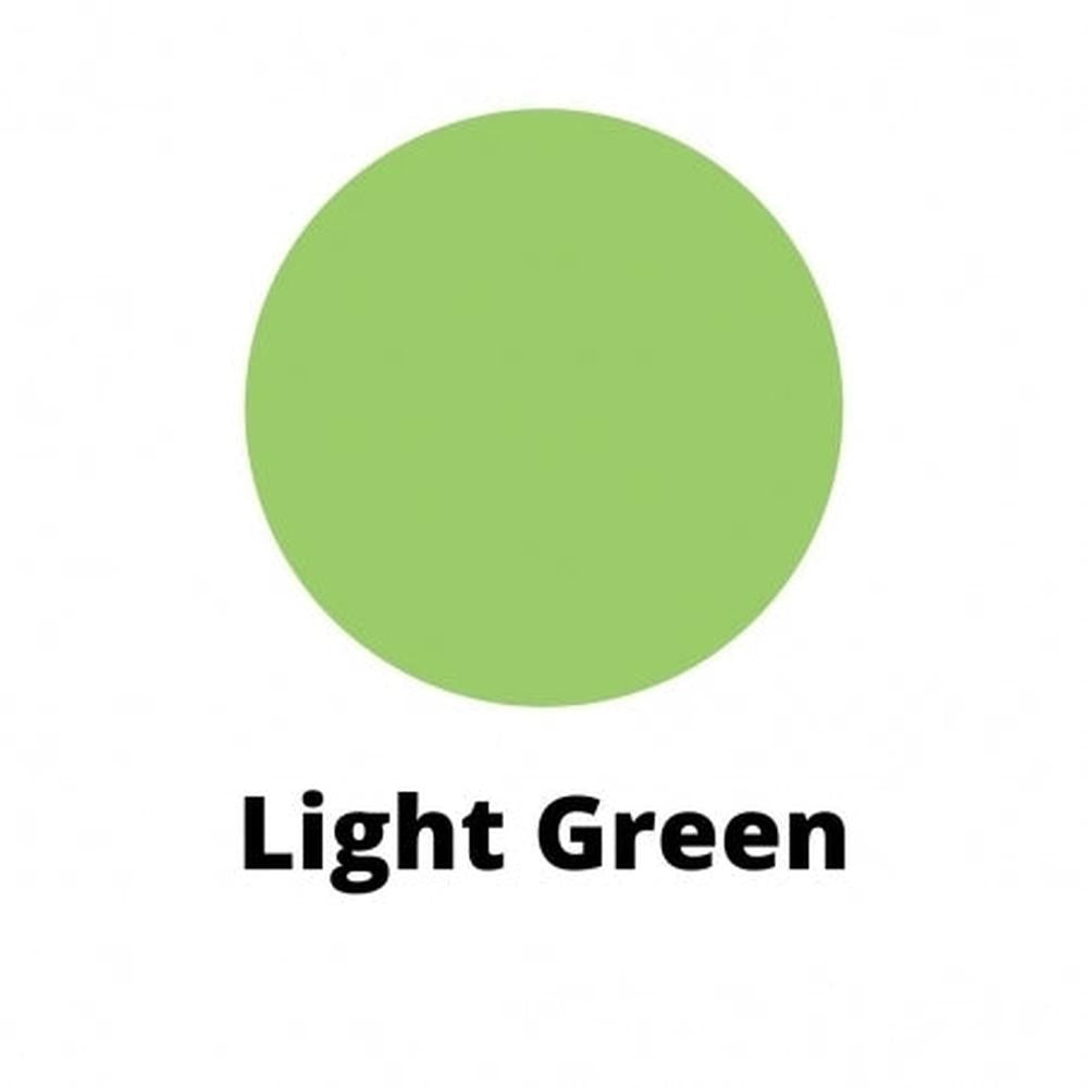 Lys grønn sirkel med teksten "Light Green" under, som viser lysfarge for lysstøping