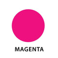 Rund lysfargeprøve i dyp magenta farge for lysstøping, med teksten "MAGENTA" under