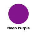 Rund sirkel med neon lilla lysfarge for lysstøping, vist på hvit bakgrunn med teksten "Neon Purple" under