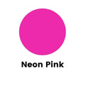 Sirkel med lysfarge i neon rosa for lysstøping, med teksten "Neon Pink" under