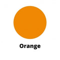 Oransje sirkel som viser fargepigment for lysstøping, med teksten "Orange" under