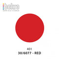 Rød lysfarge i en sirkel med Bekro logo og fargekode 30/6077 - RED