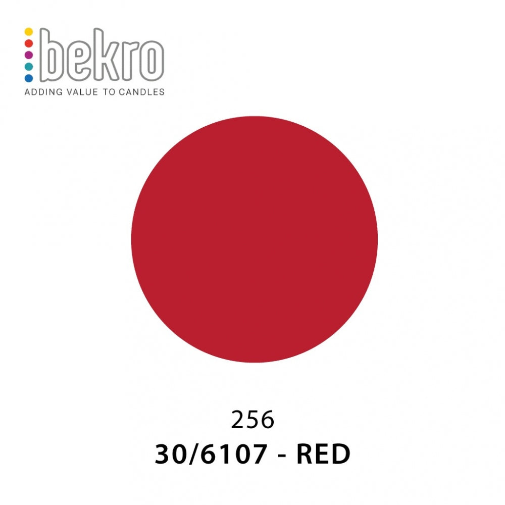 Bekro lysfarge pigment i rød nyanse, vist som en sirkel med fargekode 30/6107 RED.