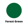 Sirkel med skoggrønn lysfargepigment på hvit bakgrunn, merket "Forest Green" under