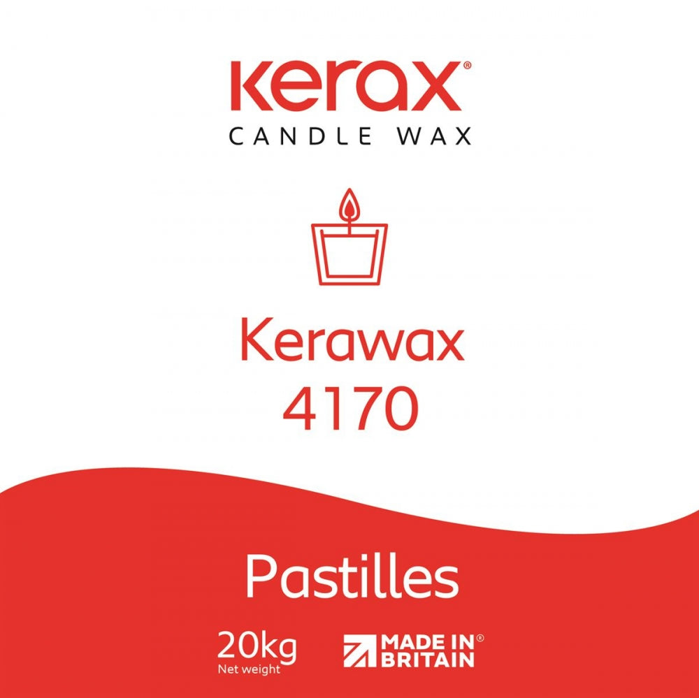 Kerawax 4170 rapsvoks i pastiller, 20 kg, med rød logo og "Made in Britain" merke