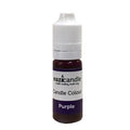 Lilla flytende lysfarge i en 10ml klembar flaske med hvit kork og "eazicandle Candle Colour Purple" etikett