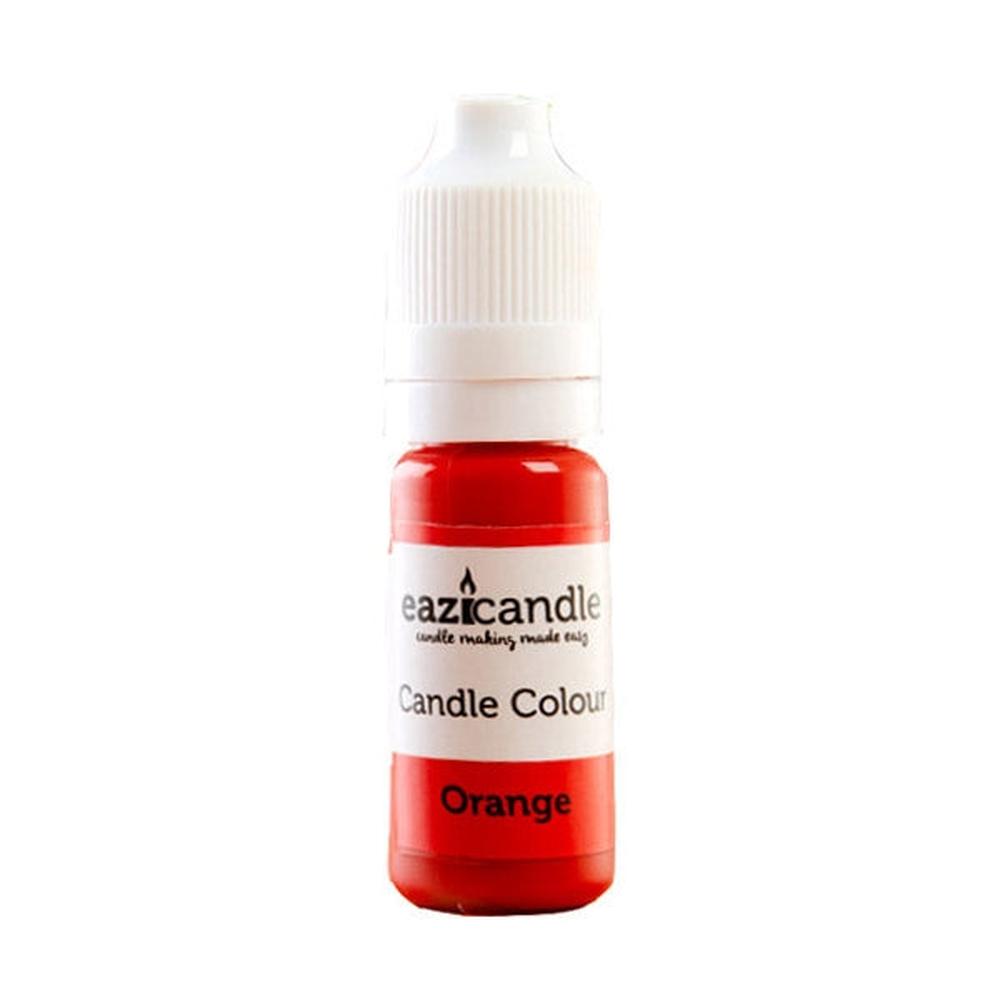 Oransje flytende lysfarge i en 10ml klemflaske med hvit kork og etikett som viser "eazicandle Candle Colour Orange