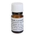Liten brun glassflaske med hvit kork og etikett for Såpeduft Lavendel 5ml