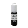 Svart flytende lysfarge i en 10ml klemflaske med hvit kork, merket "eazicandle Candle Colour Black
